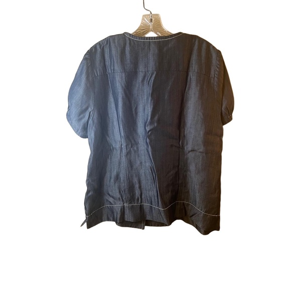 Escada Denim Like Button Front Notched Collar Short Sleeve Light Jacket 46 - Picture 6 of 8